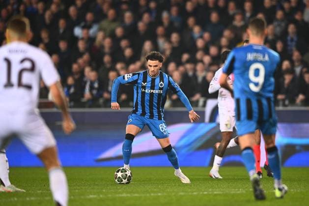 Club Brugge v Aston Villa - UEFA Champions League BRUGGE, BELGIUM - MARCH 04 : Talbi Chemsdine midfielder of Club Brugge in action during the UEFA Champions League 2024 25 round of 16 match first round between Club Brugge and Aston Villa on March 4, 2025 in Brugge, Belgium, 04 03 2025 Brugge Belgium  Copyright: xGvgx