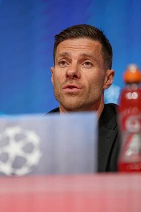 Xabi Alonso Bayer 04 Leverkusen, Head coach at the press conference, GER, International press conference, Bayer 04 Leverkusen, Football, UEFA Champions League, Round of 16 first leg, 2024 2025 season, 04 03 2025, GER, International press conference, Bayer 04 Leverkusen, Football, UEFA Champions League, Round of 16 first leg, 2024 2025 season, 04 03 2025 Muenchen Copyright: xEibner-Pressefoto JennixMaulx EP_JML