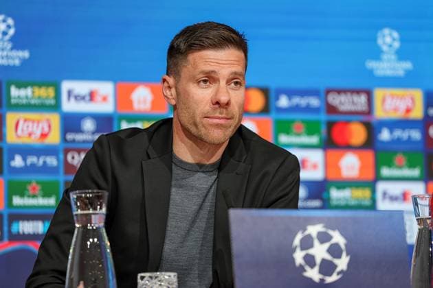 Xabi Alonso Bayer 04 Leverkusen, Head coach at the press conference, GER, International press conference, Bayer 04 Leverkusen, Football, UEFA Champions League, Round of 16 first leg, 2024 2025 season, 04 03 2025, GER, International press conference, Bayer 04 Leverkusen, Football, UEFA Champions League, Round of 16 first leg, 2024 2025 season, 04 03 2025 Muenchen Copyright: xEibner-Pressefoto JennixMaulx EP_JML