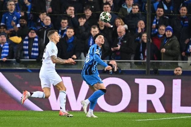 Club Brugge v Aston Villa - UEFA Champions League BRUGGE, BELGIUM - MARCH 04 : Talbi Chemsdine midfielder of Club Brugge, Digne Lucas defender of Aston Villa in action during the UEFA Champions League 2024 25 round of 16 match first round between Club Brugge and Aston Villa on March 4, 2025 in Brugge, Belgium, 04 03 2025 Brugge Belgium  Copyright: xTomasxSiskx