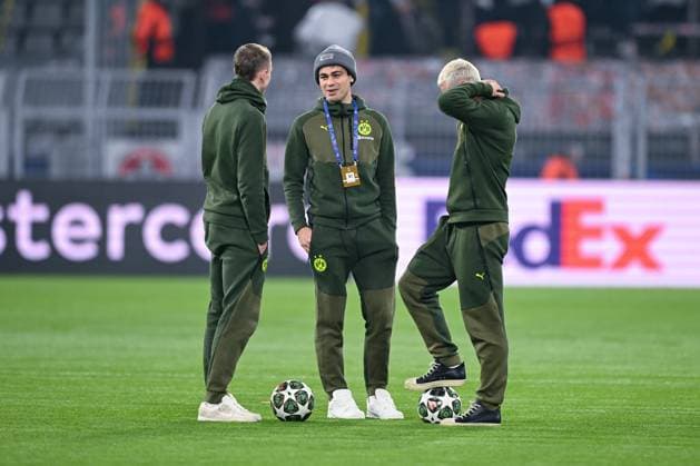 04 03 2025, Football UEFA Champions League 2024 2025, Round of 16, Borussia Dortmund Lille OSC, at Signal Iduna Park, Maximilian Beier Borussia Dortmund , Gio Reyna Borussia Dortmund , Julian Ryerson Borussia Dortmund DFL and DFB regulations prohibit any use of photographs as image sequences and or quasi video