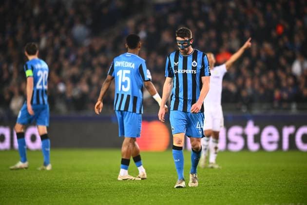 Club Brugge v Aston Villa - UEFA Champions League BRUGGE, BELGIUM - MARCH 04 : Mechele Brandon defender of Club Brugge dejected during the UEFA Champions League 2024 25 round of 16 match first round between Club Brugge and Aston Villa on March 4, 2025 in Brugge, Belgium, 04 03 2025 Brugge Belgium  Copyright: xGvgx