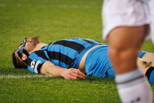 Club s Brandon Mechele looks dejected during a soccer game between Belgian Club Brugge KV and English Aston Villa FC, Tuesday 04 March 2025 in Brugge, the first leg of the 1 8 finals of the UEFA Champions League knockout phase. KURTxDESPLENTER  x114230917x