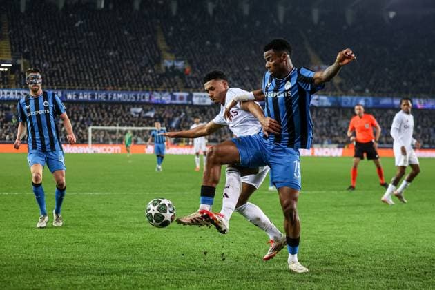 Bruges,Belgium,March 4th,2025: Onyedika (15 Club Brugge) in action during the UEFA Champions League football match between Club Brugge vs Aston Villa at Jan Breydelstadion,Bruges on March 4th, 2025 (Joao Bravo SPP) Copyright: xJoaoxBravoxx xSPPx spp-en-JoBr-JBF-7594