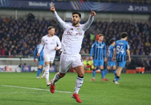Brugge, Belgium, 4th March 2025. Marco Asensio of Aston Villa celebrates after scoring to make it 3-1 during the UEFA Champions League match Club Brugge vs Aston Villa at Jan Breydel Stadium, Brugge. Picture credit should read: Paul Terry Sportimage EDITORIAL USE ONLY. No use with unauthorised audio, video, data, fixture lists, club league logos or live services. Online in-match use limited to 120 images, no video emulation. No use in betting, games or single club league player publications. SPI_037_PT_Brugge_Aston_Villa SPI-3725-0032