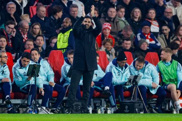 headcoach Mikel Arteta Arsenal FC , UEFA Champions League 2024 25 Round of 16 First Leg, PSV Eindhoven v Arsenal FC, Philips Stadion, March 4, 2025, Eindhoven, Netherlands.