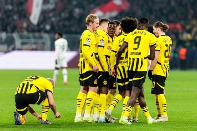 UEFA Champions League, Borussia Dortmund LOSC Lille 04 03 2025 Cheers for 1 0 by Karim Adeyemi Borussia Dortmund, 27 UEFA Champions League round of 16 first leg, Borussia Dortmund LOSC Lille Dortmund, SIGNAL IDUNA PARK on 04 03 2025 Copyright: xBEAUTIFULxSPORTS Wunderlx