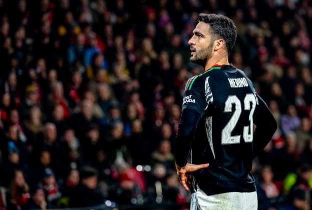 Arsenal midfielder Mikel Merino celebrating the goal during the match PSV Arsenal at the Philips stadium for the UEFA Champions League Round of 16 1st leg season 2024 2025 in EINDHOVEN, Netherlands on 4 march 2025, photo by Marcel van Dorst EYE4images DeFodi Images