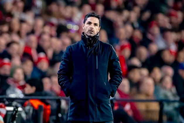 Arsenal trainer Mikel Arteta during the match PSV Arsenal at the Philips stadium for the UEFA Champions League Round of 16 1st leg season 2024 2025 in EINDHOVEN, Netherlands on 4 march 2025, photo by Marcel van Dorst EYE4images DeFodi Images
