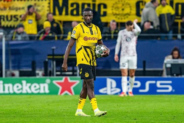 04 03 2025, Borussia Dortmund vs OSC Lille, UEFA Champions League, round of 16 first leg Serhou Guirassy Borussia Dortmund, 9 with ball in hand Copyright: xBahhoxKarax
