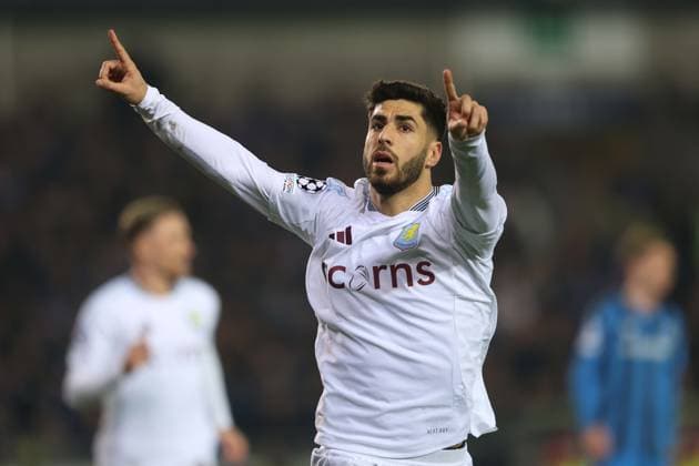. - Club Brugge KV v Aston Villa FC, UEFA Champions League, Round of 16 first leg, Jan Breydelstadion, Brugge, Belgium. - 4th March 2025. Daniel Weir Crystal Pix GOAL 3-1, Marco Asensio of Aston Villa goal celebration after scoring a penalty kick to put Aston Villa 3-1 ahead. - Club Brugge KV v Aston Villa FC, UEFA Champions League, Round of 16 first leg, Jan Breydelstadion, Brugge, Belgium. - 4th March 2025. Daniel Weir Crystal Pix Bruges Jan Breydelstadion Belgium Copyright: xDanielxWeirx CP_Club_Brugge_Aston_Villa_37