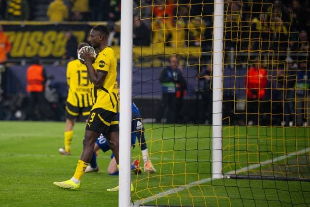 04 03 2025, Football UEFA Champions League 2024 2025, Round of 16, Borussia Dortmund Lille OSC, at Signal Iduna Park, Serhou Guirassy Borussia Dortmund DFL and DFB regulations prohibit any use of photographs as image sequences and or quasi video