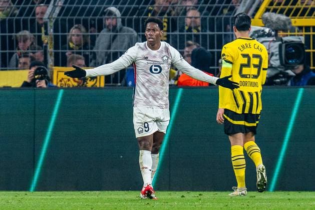 04 03 2025, Borussia Dortmund v OSC Lille, UEFA Champions League, round of 16, first leg Jonathan David OSC Lille, 9 Emre Can Borussia Dortmund, 23 Copyright: xBahhoxKarax