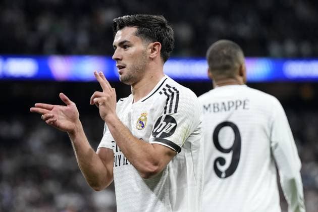 Sport Bilder des Tages Cc Madrid 04 03 2025 - Champions League Real Madrid-Atletico Madrid foto Cesar Cebolla Image nella foto: esultanza gol Brahim Diaz 