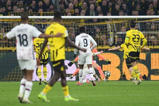 Hakon Arnar Haraldsson Lille OSC scores his team™s first goal during the UEFA Champions League 2024 25 Round of 16 First Leg match between Borussia Dortmund and LOSC Lille at Signal Iduna Park on March 4, 2025 in Dortmund, Germany Photo by Ralf Treese DeFodi Images