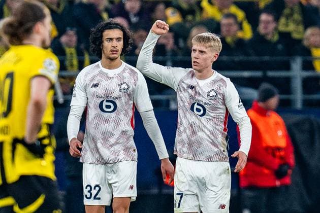 04 03 2025, Borussia Dortmund v OSC Lille, UEFA Champions League, round of 16, first leg Goal for 1 1 by Hakon Arnar Haraldsson OSC Lille, 7 Copyright: xBahhoxKarax