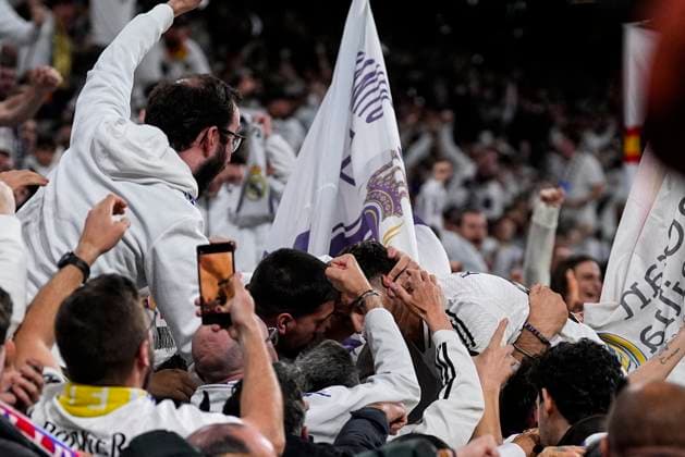 March 4, 2025, Madrid, Madrid, SPAIN: Brahim Diaz of Real Madrid celebrates a goal during the UEFA Champions League 2024 25 League Round of 16 First Leg match between Real Madrid CF and Atletico de Madrid, at Santiago Bernabeu stadium on March 04, 2025, in Madrid, Spain. Madrid SPAIN - ZUMAa181 20250304_zaa_a181_164 Copyright: xOscarxJ.xBarrosox
