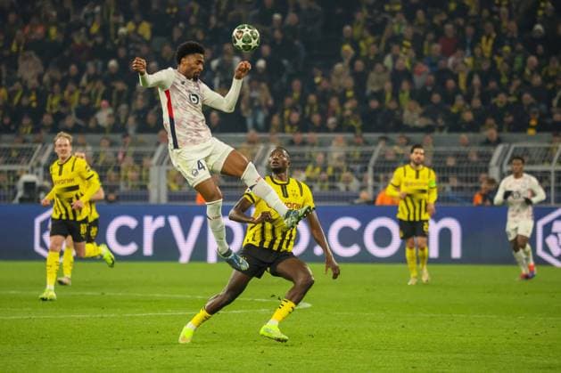 Dortmund, Germany 04 March 2025 Champions League 2024 2025 Borussia Dortmund vs OSC Lille In the picture from left in the duel Alexsandro OSC Lille and Serhou Guirassy BVB Signal Iduna Park North Rhine-Westphalia Copyright: xFotostandx xFantinix