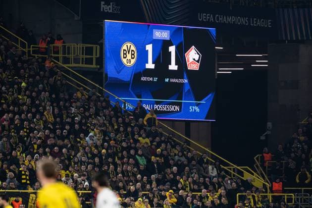 GER, UEFA Champions League, Borussia Dortmund vs OSC Lille 04 03 2025, Signal Iduna Park, Dortmund, GER, UEFA Champions League, Borussia Dortmund vs OSC Lille In the picture Final result nordphotoxGmbHxx xChristianxSchulze nph000300