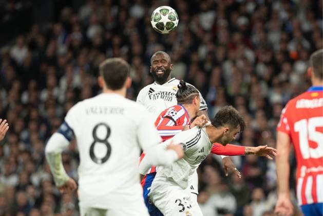 UEFA Champions League soccer match Real Madrid vs Atletico de Madrid at Santiago Bernabeu Stadium in Madrid, Spain, 04 March 2025 Rudiger 900 Cordon Press  900 CordonxPress LOF - UEFA Champions League Real Madrid vs Atletico de Madrid