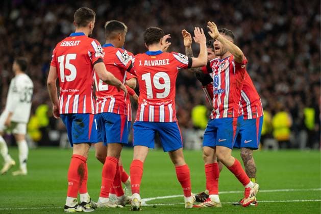 UEFA Champions League soccer match Real Madrid vs Atletico de Madrid at Santiago Bernabeu Stadium in Madrid, Spain, 04 March 2025 Julian Alvarez celebrates a goal 900 Cordon Press  900 CordonxPress LOF - UEFA Champions League Real Madrid vs Atletico de Madrid