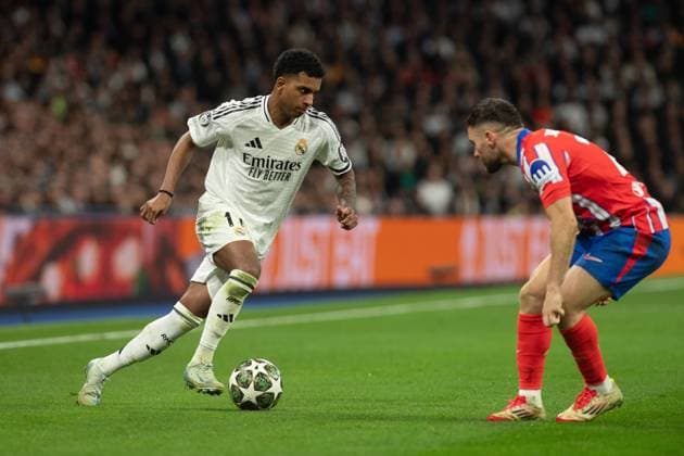 UEFA Champions League soccer match Real Madrid vs Atletico de Madrid at Santiago Bernabeu Stadium in Madrid, Spain, 04 March 2025 Rodrygo 900 Cordon Press  900 CordonxPress LOF - UEFA Champions League Real Madrid vs Atletico de Madrid