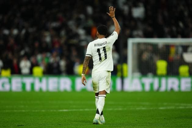 ESP: Real Madrid v Atletico de Madrid. UEFA Champions League match. Round of 16. Fist Leg. Rodrygo Goes of Real Madrid during the UEFA Champions League match, Round of 16, first leg, between Real Madrid and Atletico de Madrid played at Santiago Bernabeu Stadium on March 4, 2025 in Madrid Spain. kpng Copyright: xBaguxBlancox xPRESSINPHOTOx PS_250304_UCL_RMA_ATL_062