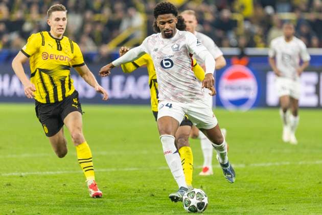 UEFA Champions League, Borussia Dortmund LOSC Lille 04 03 2025 Alexsandro LOSC Lille, 4 , Nico Schlotterbeck Borussia Dortmund, 4 UEFA Champions League, Borussia Dortmund LOSC Lille, first leg round of 16, on 04 03 2025, Signal Iduna Park, Dortmund Copyright: xBEAUTIFULxSPORTS Meuselx