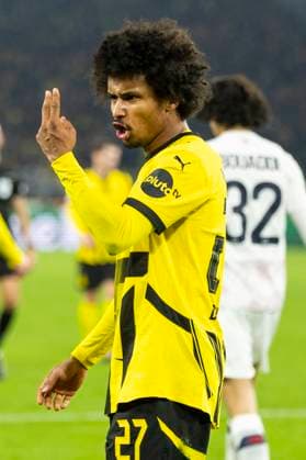UEFA Champions League, Borussia Dortmund LOSC Lille 04 03 2025 Karim Adeyemi Borussia Dortmund, 27 gestures towards the linesman UEFA Champions League, Borussia Dortmund LOSC Lille, first leg round of 16, on 04 03 2025, Signal Iduna Park, Dortmund Copyright: xBEAUTIFULxSPORTS Meuselx