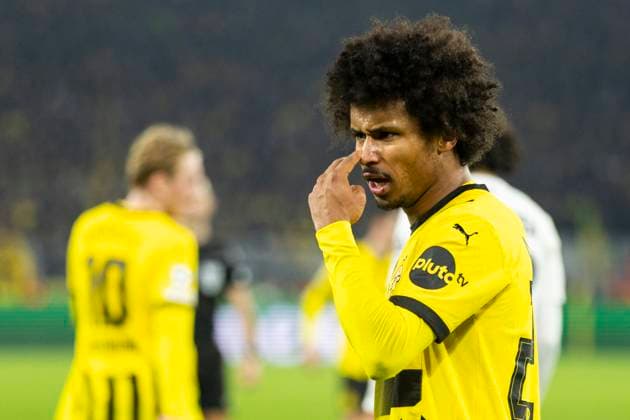 UEFA Champions League, Borussia Dortmund LOSC Lille 04 03 2025 Karim Adeyemi Borussia Dortmund, 27 gestures towards the linesman UEFA Champions League, Borussia Dortmund LOSC Lille, first leg round of 16, on 04 03 2025, Signal Iduna Park, Dortmund Copyright: xBEAUTIFULxSPORTS Meuselx