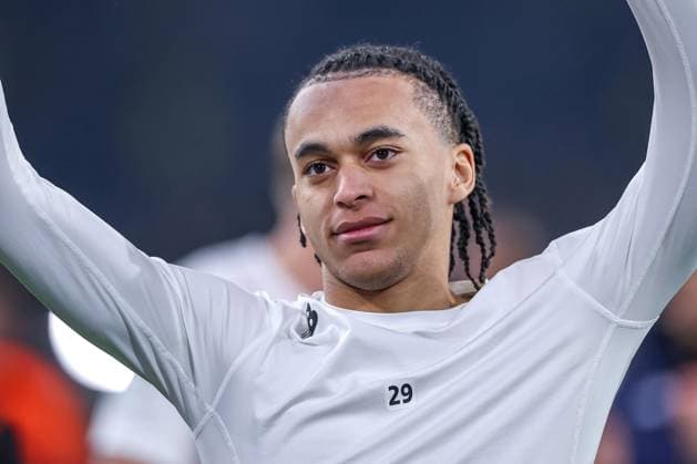 04 03 2025, Football, UEFA Champions League, Borussia Dortmund OSC Lille, Signal Iduna Park, Round of 16, Season 2024 2025 Ethan Mbappe LOSC Lille 29 cheering after the match North Rhine-Westphalia Germany