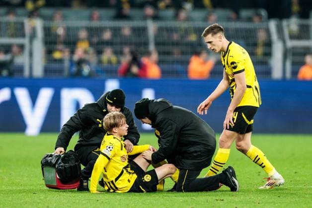 UEFA Champions League, Borussia Dortmund LOSC Lille 04 03 2025 Daniel Jonathan Svensson Borussia Dortmund, 24 must be treated on the pitch and substituted UEFA Champions League round of 16 first leg, Borussia Dortmund LOSC Lille Dortmund, SIGNAL IDUNA PARK on 04 03 2025 Copyright: xBEAUTIFULxSPORTS Wunderlx