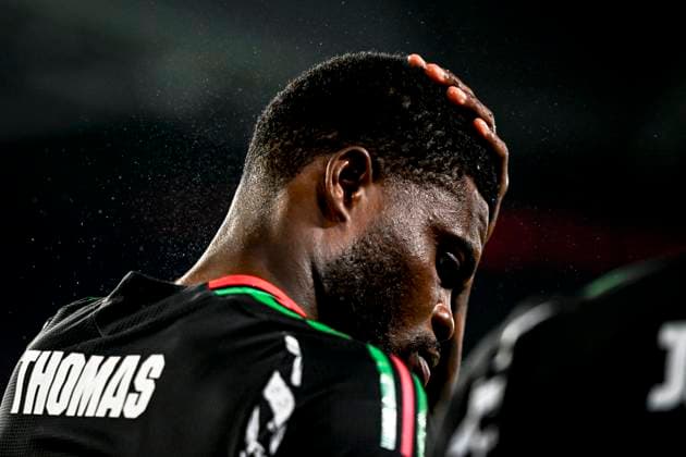 Arsenal midfielder Thomas Partey, during the match PSV Arsenal at the Philips stadium for the UEFA Champions League Round of 16 1st leg season 2024 2025 in EINDHOVEN, Netherlands on 4 march 2025, photo by Stefan Koops EYE4images DeFodi Images