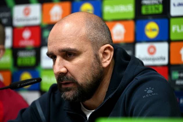 Banja Luka, Bosnia and Herzegovina, March 6th 2025: Mladen Zizovic head coach of Borac Banja Luka during the press conference, PK, Pressekonferenz before the UEFA Conference League, Round of 16 1st leg match between orac Banja Luka (BIH) and Rapid Wien (Austria) at Gradski stadion, Banja Luka, BIH. (Igor Kupljenik SPP) Copyright: xIgorxKupljenikx xSPPx spp-en-IgKuSp-IK3_8016