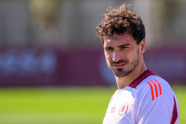 Mats Hummels of AS Roma attends a training session the day before the Europa League football match between AS Roma and Athletic Bilbao at Centro Sportivo Fulvio Bernardini in Rome (Italy), March 5, 2025. AndreaxStaccioli