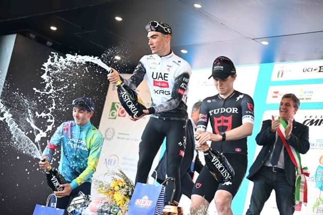 05-03-2025 Trofeo Laigueglia; 2025, Uae Team Emirates - Xrg; 2025, Xds - Astana; 2025, Tudor; Ayuso Pesquera, Juan; Scaroni, Christian; Storer, Michale; Laigueglia; 