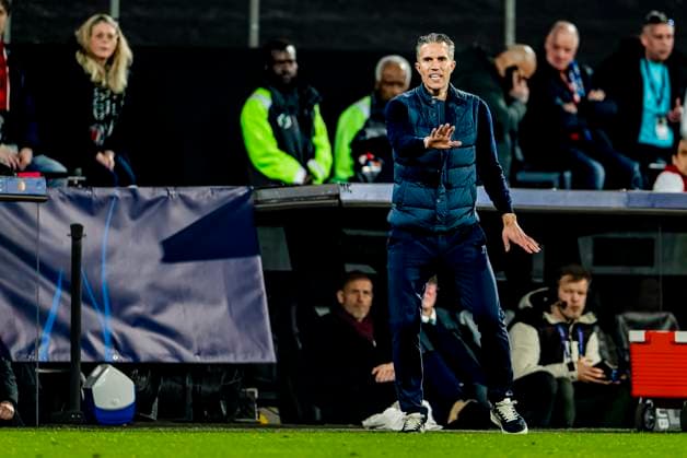 Feyenoord Rotterdam trainer Robin van Persie during the match Feyenoord Inter at the Stadium De Kuip for the UEFA Champions League Round of 16 1st leg season 2024 2025 in ROTTERDAM, Netherlands on 5 march 2025, photo by Marcel van Dorst EYE4images DeFodi Images
