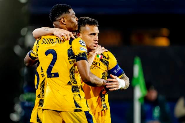 FC Internazionale Milan forwarder Lautaro Martinez scores the 0 2 and celebrating the goal during the match Feyenoord Inter at the Stadium De Kuip for the UEFA Champions League Round of 16 1st leg season 2024 2025 in ROTTERDAM, Netherlands on 5 march 2025, photo by Marcel van Dorst EYE4images DeFodi Images