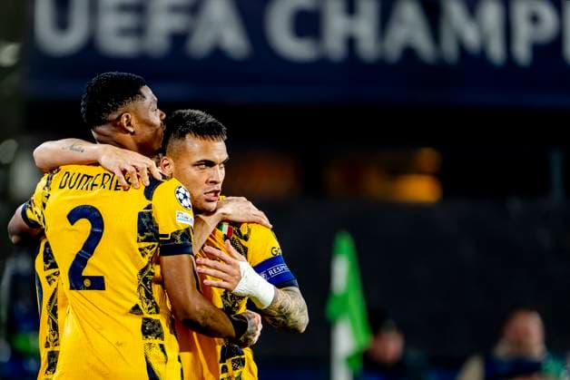 FC Internazionale Milan forwarder Lautaro Martinez scores the 0 2 and celebrating the goal during the match Feyenoord Inter at the Stadium De Kuip for the UEFA Champions League Round of 16 1st leg season 2024 2025 in ROTTERDAM, Netherlands on 5 march 2025, photo by Marcel van Dorst EYE4images DeFodi Images