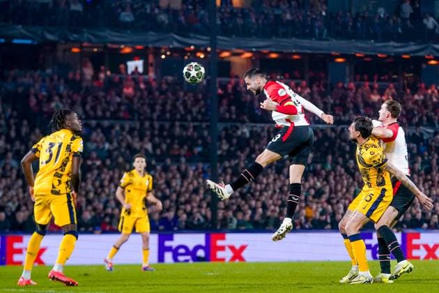 ROTTERDAM, 05-03-25, Stadium de Kuip, Champions League, 2024 2025, Feyenoord - Feyenoord Inter Milan, Feyenoord player David Hancko Feyenoord Inter Milan  x28179661x Copyright: