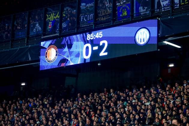 ROTTERDAM, 05-03-25, Stadium de Kuip, Champions League, 2024 2025, Feyenoord - Feyenoord Inter Milan, score after 86 minutes Feyenoord Inter Milan  x28179680x Copyright: