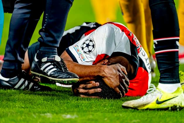 Feyenoord Rotterdam defender Jeyland Mitchell during the match Feyenoord Inter at the Stadium De Kuip for the UEFA Champions League Round of 16 1st leg season 2024 2025 in ROTTERDAM, Netherlands on 5 march 2025, photo by Marcel van Dorst EYE4images DeFodi Images