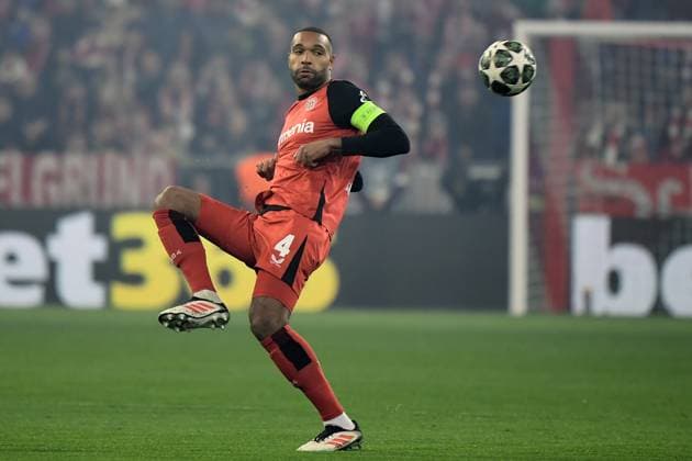 05 03 2025, xemx, Football UEFA Champions League, FC Bayern Muenchen Bayer 04 Leverkusen v l Jonathan Tah Bayer Leverkusen DFL DFB REGULATIONS PROHIBIT ANY USE OF PHOTOGRAPHS as IMAGE SEQUENCES and or QUASI VIDEO Muenchen