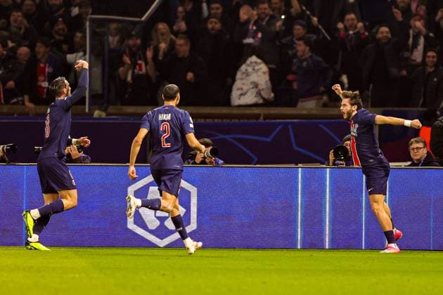 Paris Saint-Germain v Liverpool Champions League 05 03 2025. Goal 1-0 Khvicha Kvaratskhelia (7) of Paris Saint-Germain scores a goal and celebrates during the Champions League match between Paris Saint-Germain and Liverpool at Parc des Princes, Paris, France on 5 March 2025. Editorial use only , Copyright: xNigelxKeenex PSI-21574-0025