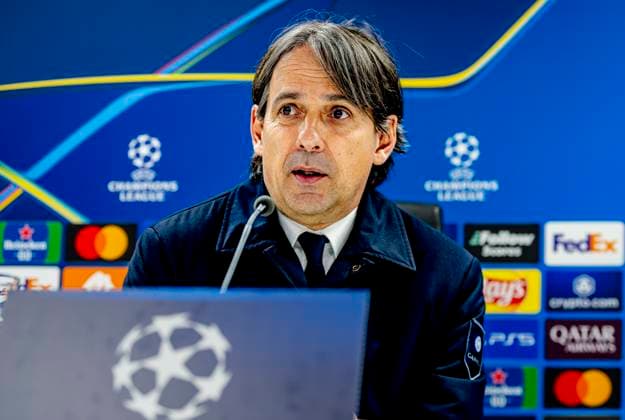 FC Internazionale Milan trainer Simone Inzaghi during te press conference after the match Feyenoord Inter at the Stadium De Kuip for the UEFA Champions League Round of 16 1st leg season 2024 2025 in ROTTERDAM, Netherlands on 5 march 2025, photo by Marcel van Dorst EYE4images DeFodi Images