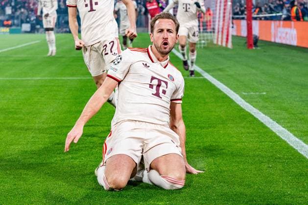 05 03 2025, FC Bayern München vs Bayer Leverkusen, UEFA Champions League, round of 16 first leg goal to 1 0 by Harry Kane FC Bayern Muenchen, 9 Copyright: xBahhoxKarax