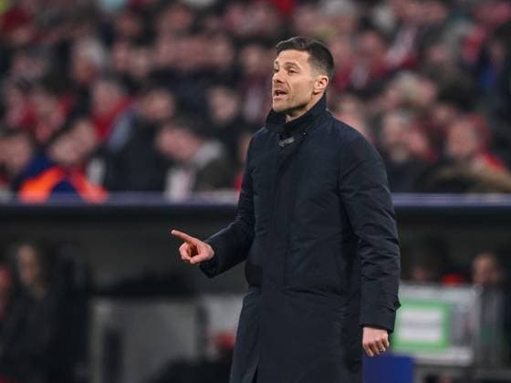 Coach Xabi Alonso Bayer 04 Leverkusen gestures during the UEFA Champions League 2024 25 Round of 16 First Leg match between FC Bayern München and Bayer 04 Leverkusen at Allianz Arena on March 5, 2025 in Munich, Germany Photo by Harry Langer DeFodi Images