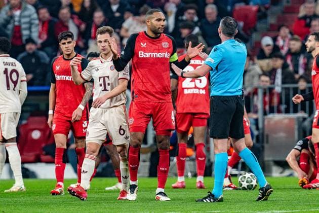 05 03 2025, FC Bayern München vs Bayer Leverkusen, UEFA Champions League, round of 16 first leg Jonathan Tah Bayer 04 Leverkusen, 4 Joshua Kimmich FC Bayern Muenchen, 6 Copyright: xBahhoxKarax