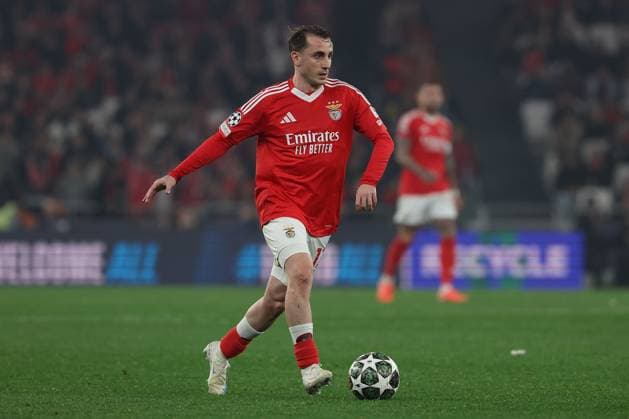 Portugal, Estadio do SL Benfica Lisbon 05 March 2025 Uefa Champions League phase 2024 25 Round of 16 S L Benfica FC Barcelona v l , Kerem Aktürkoglu S L Benfica in action, in action, Copyright: JoaquimxFerreira