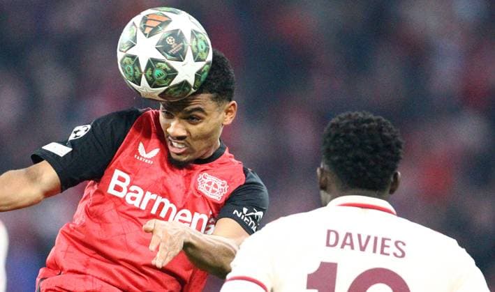 Adli , Bayern München-Bayer Leverkusen , UEFA Champions League, Achtelfinale , Fußball , in der Allianz Arena , München , Bayern , Deutschland . März 05, 2025 . Photo by: Davide Elias Ipa Photo Pressefoto DENL Copyright: xDavidexEliasx